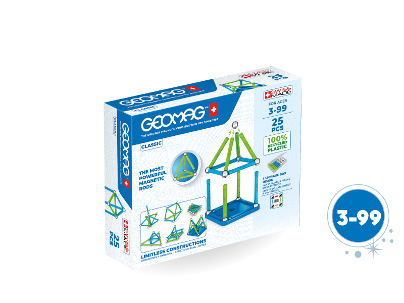 Geomag Classic - 93 Pieces - Magnetic Construction for Children - Green  Collection - 100 Percent Recycled Plastic Educational Toys